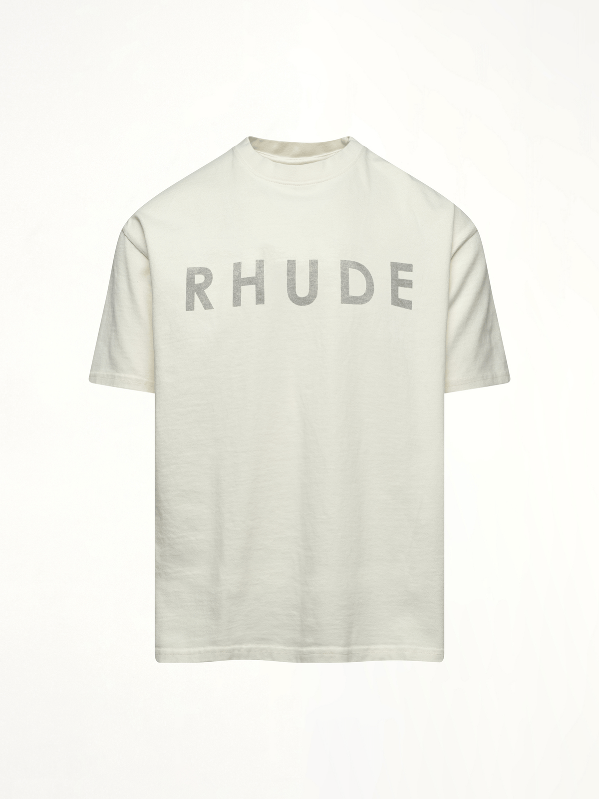 Rhude Distressed Logo T-Shirt in Vintage White