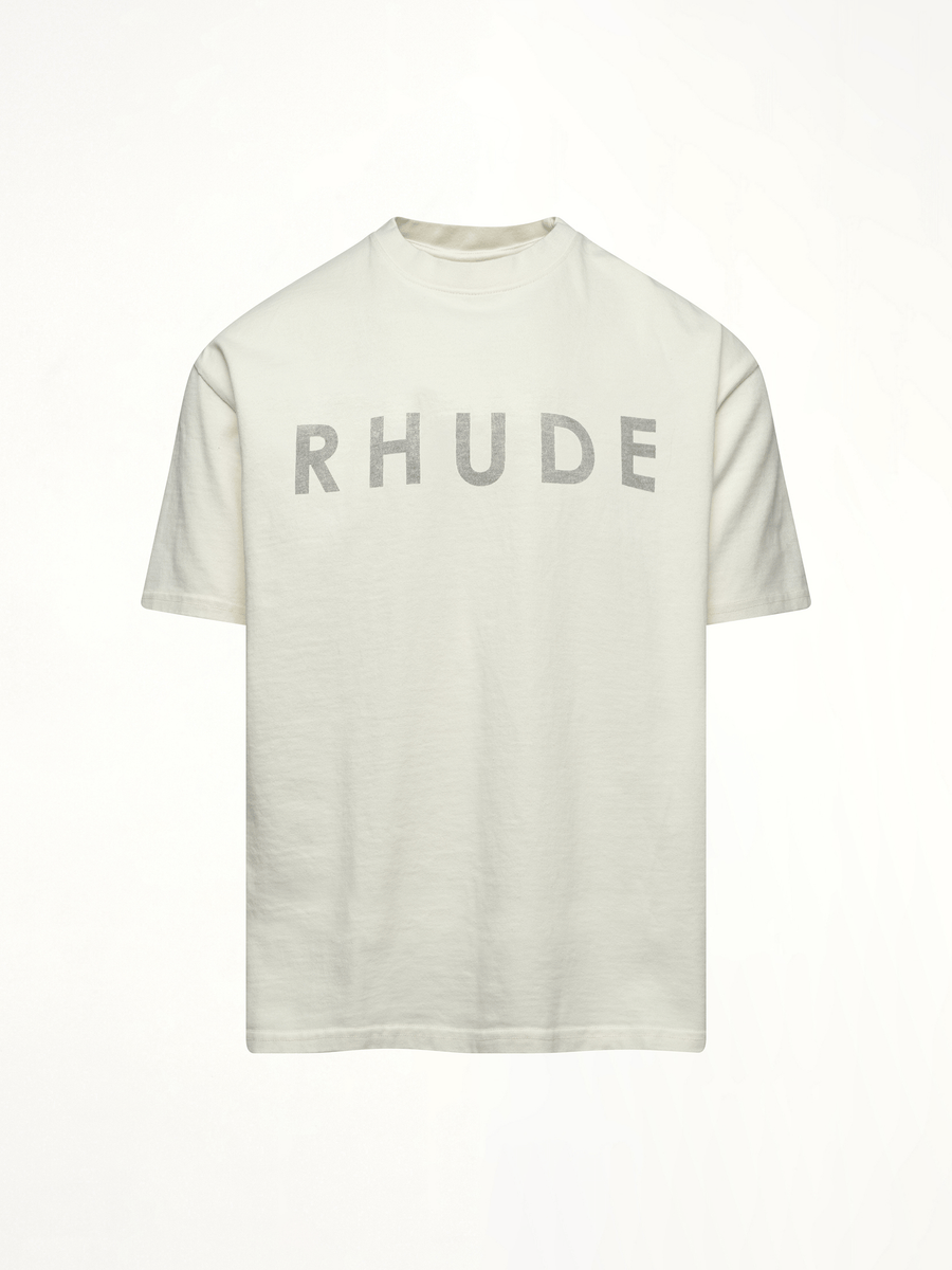 Rhude Distressed Logo T-Shirt in Vintage White