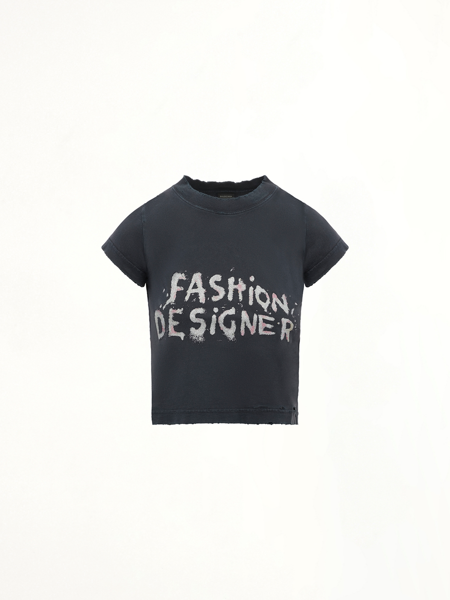 Balenciaga Shrunk T-Shirt in Faded Washed Black