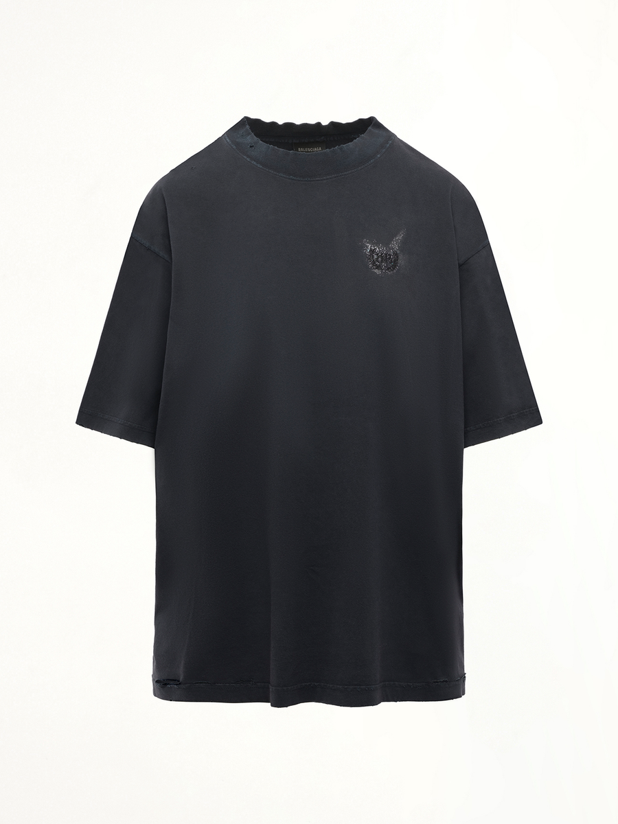 Balenciaga Nail Polish Medium Fit T-Shirt in Faded Washed Black