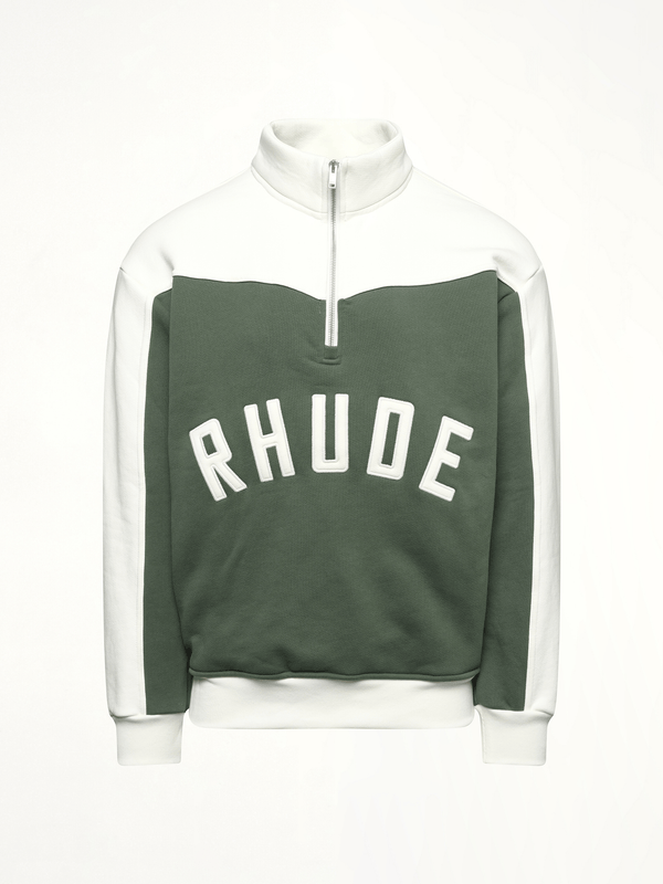 Rhude Rhude Monaco Half-Zip Sweatshirt in Hunter Green/Cream