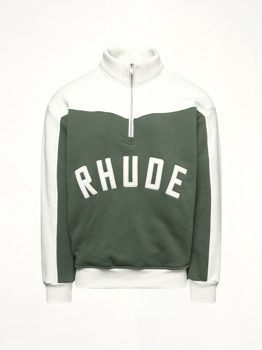 Rhude Rhude Monaco Half-Zip Sweatshirt in Hunter Green/Cream