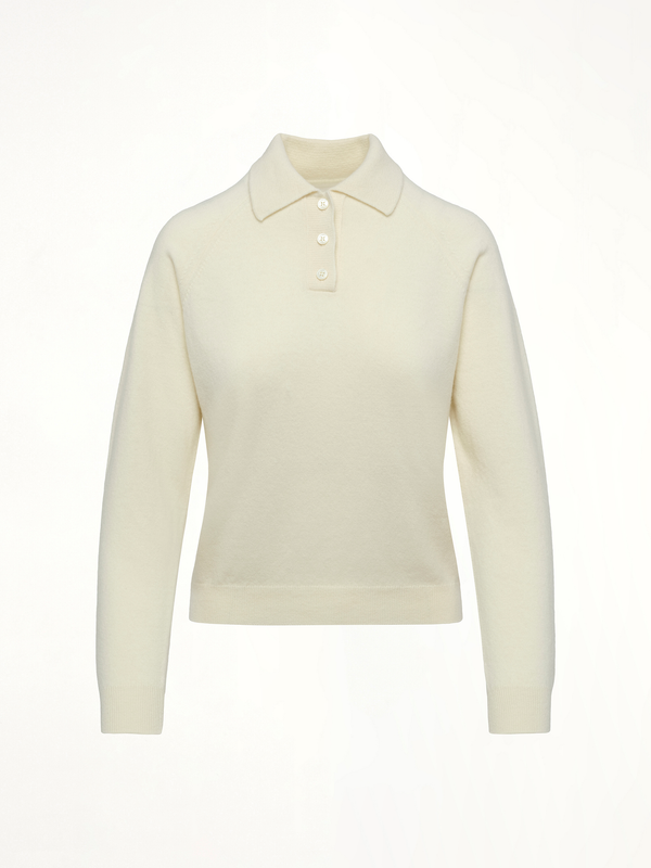 Wool Polo Shirt in Off White