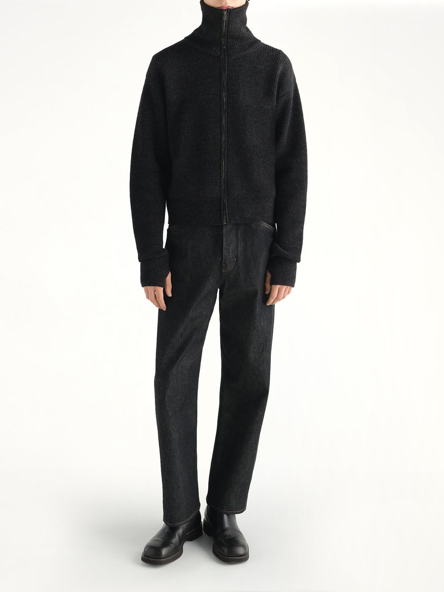Zipped Cardigan in Ash Melange