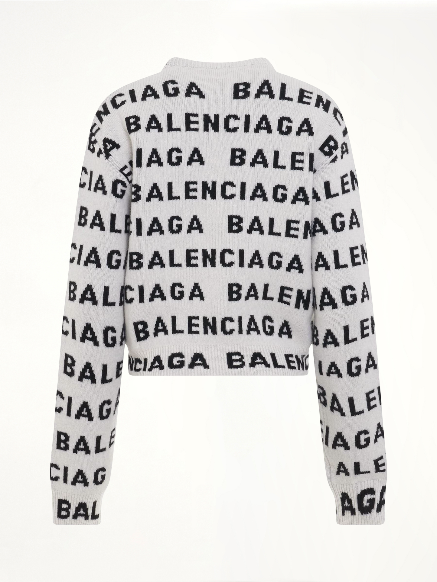 Allover Logo Horizontal Cropped Sweater in White