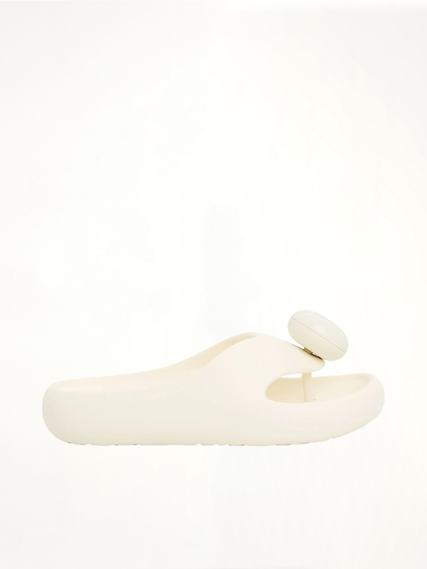 Foam Thong Slide in White Side View | LOEWE