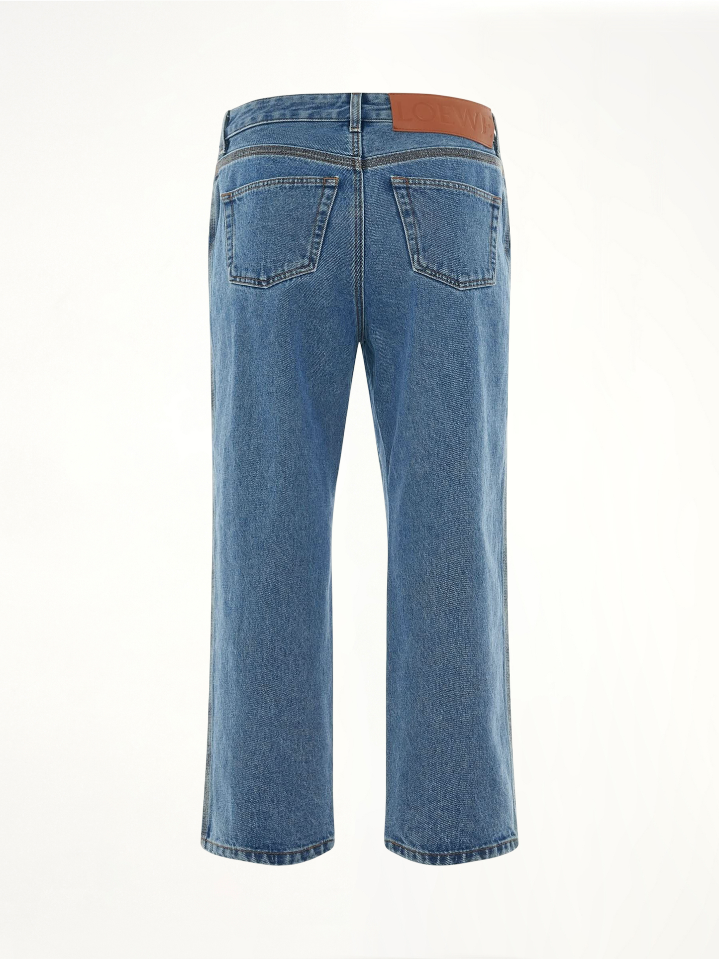 Women Anagram Cropped Jeans in Mid Blue Denim