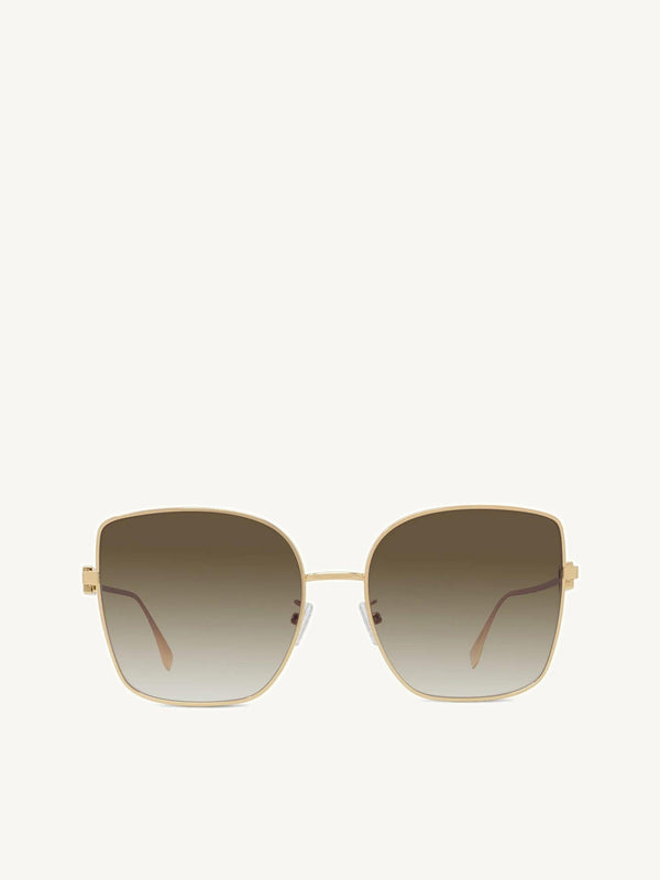 Fendi FE40013U 5930F Rectangle Sunglasses in Gold