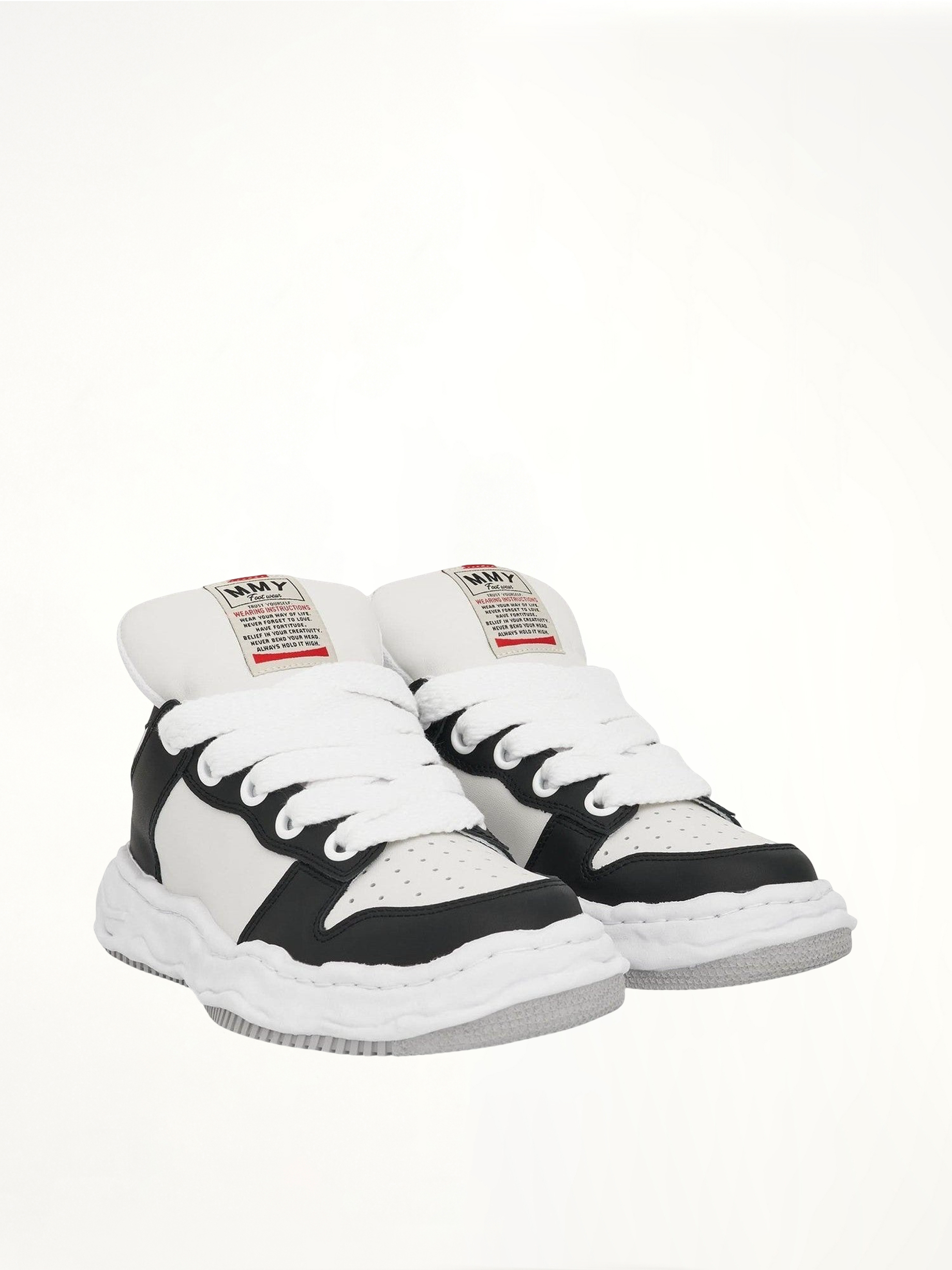 Wayne OG Puffer Sneaker in Black/White Front View | MAISON MIHARA YASUHIRO