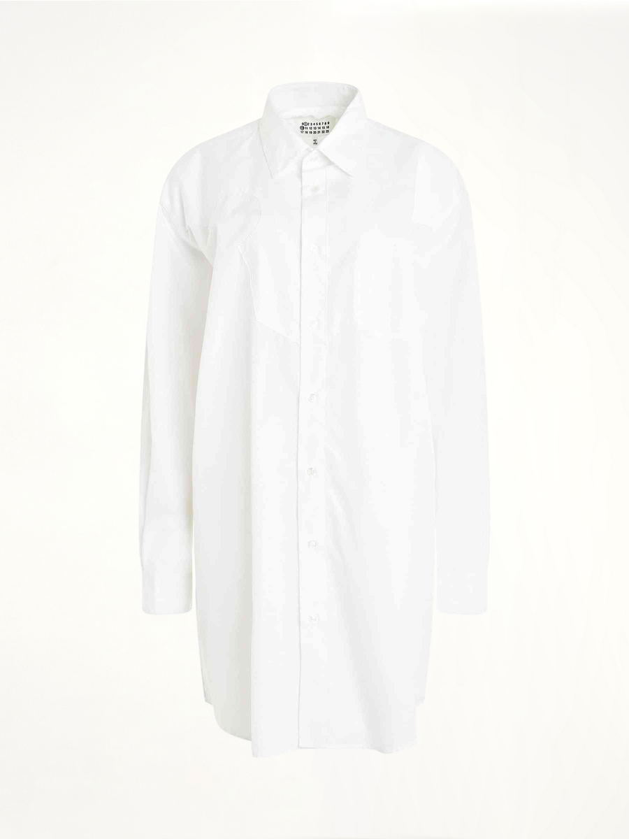 Long Sleeve Cotton Poplin Shirt in White