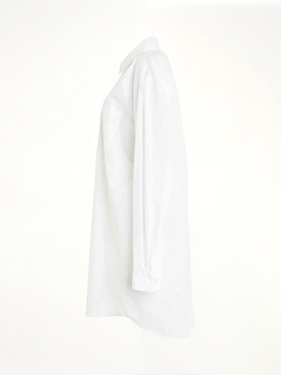 Long Sleeve Cotton Poplin Shirt in White