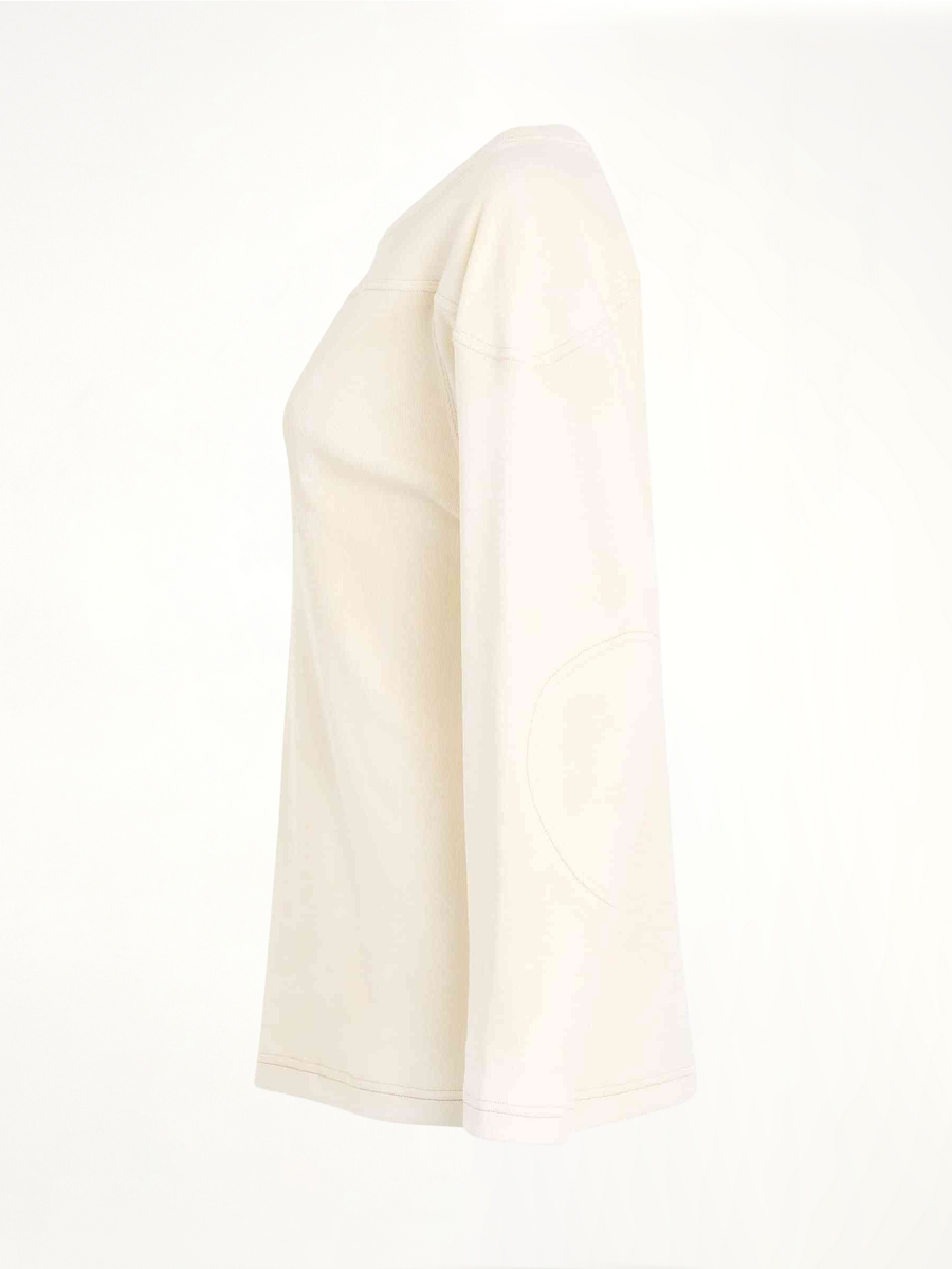 Rib Cotton Logo Sweatshirt in Off White