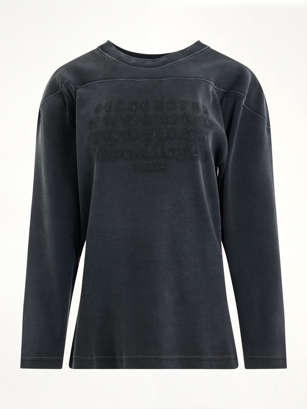 Rib Cotton Logo Sweatshirt in Black