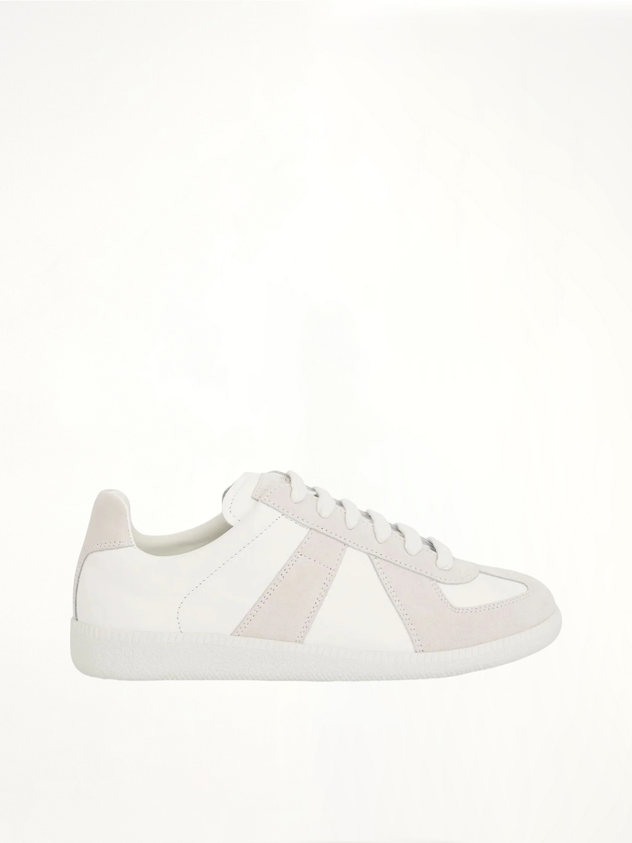 Replica Leather Sneaker in Off White Side View | MAISON MARGIELA
