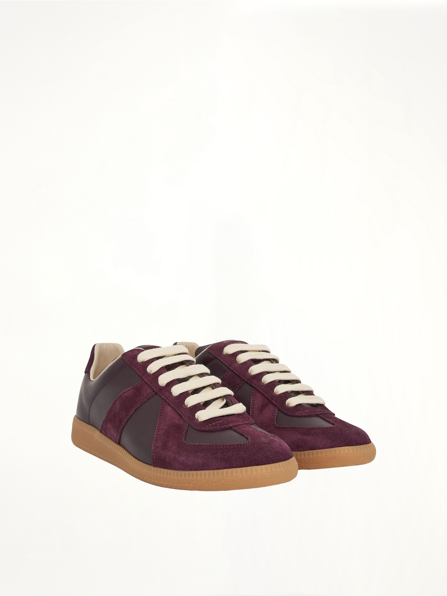 Replica Leather Sneaker in Merlot Front View | MAISON MARGIELA