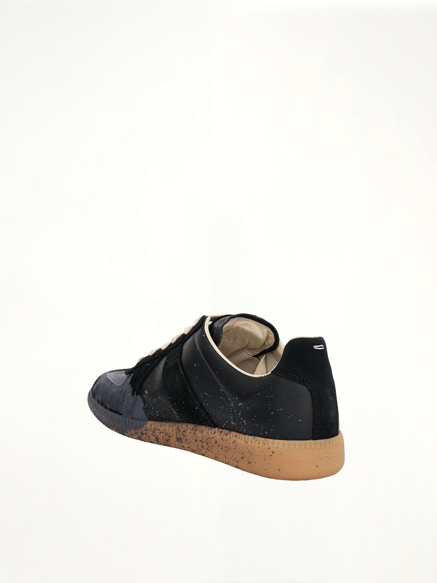 Replica Paint Splatter Sneaker in Black/Pewter Back View | MAISON MARGIELA