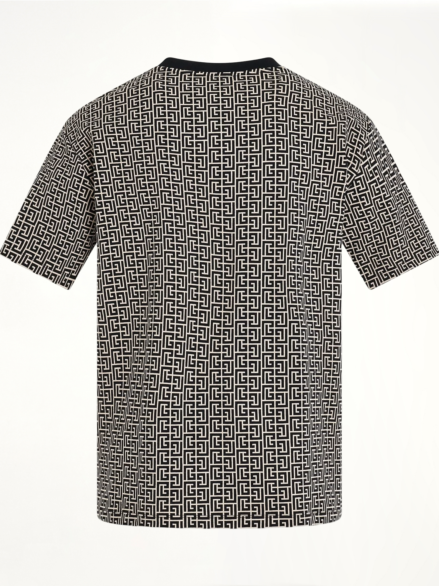 Monogram Jacquard Signature Label T-Shirt in Ivory/Black
