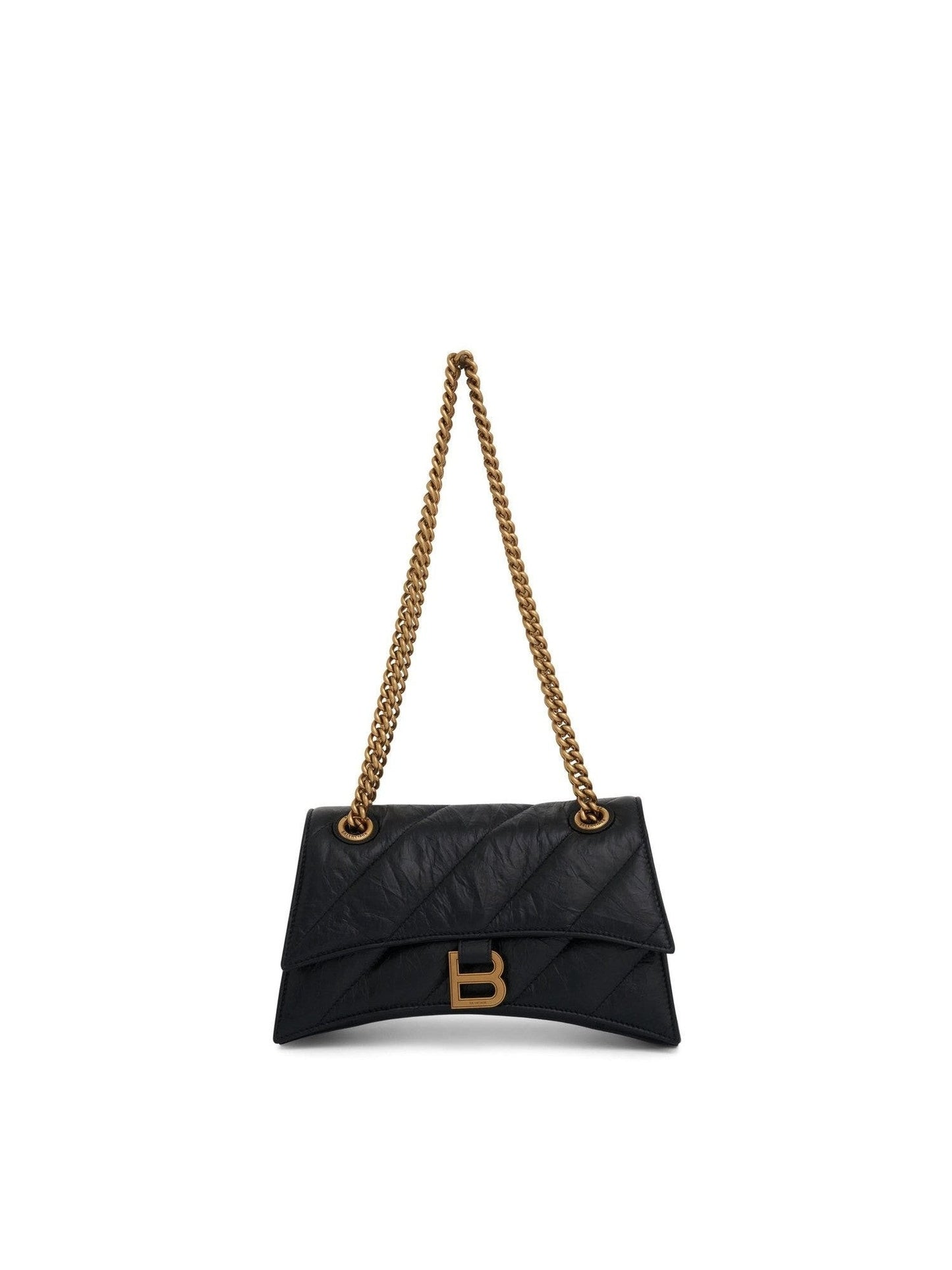 Crush Small Chain Quilted Bag in Black