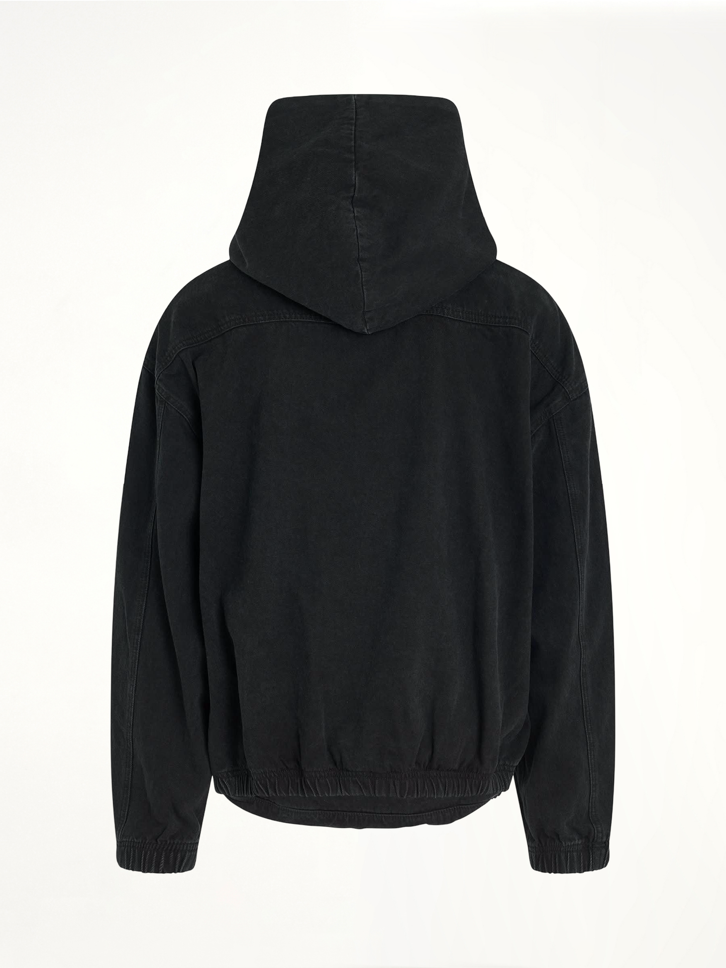 Bag Shaped Craft Denim Hoodie in Black