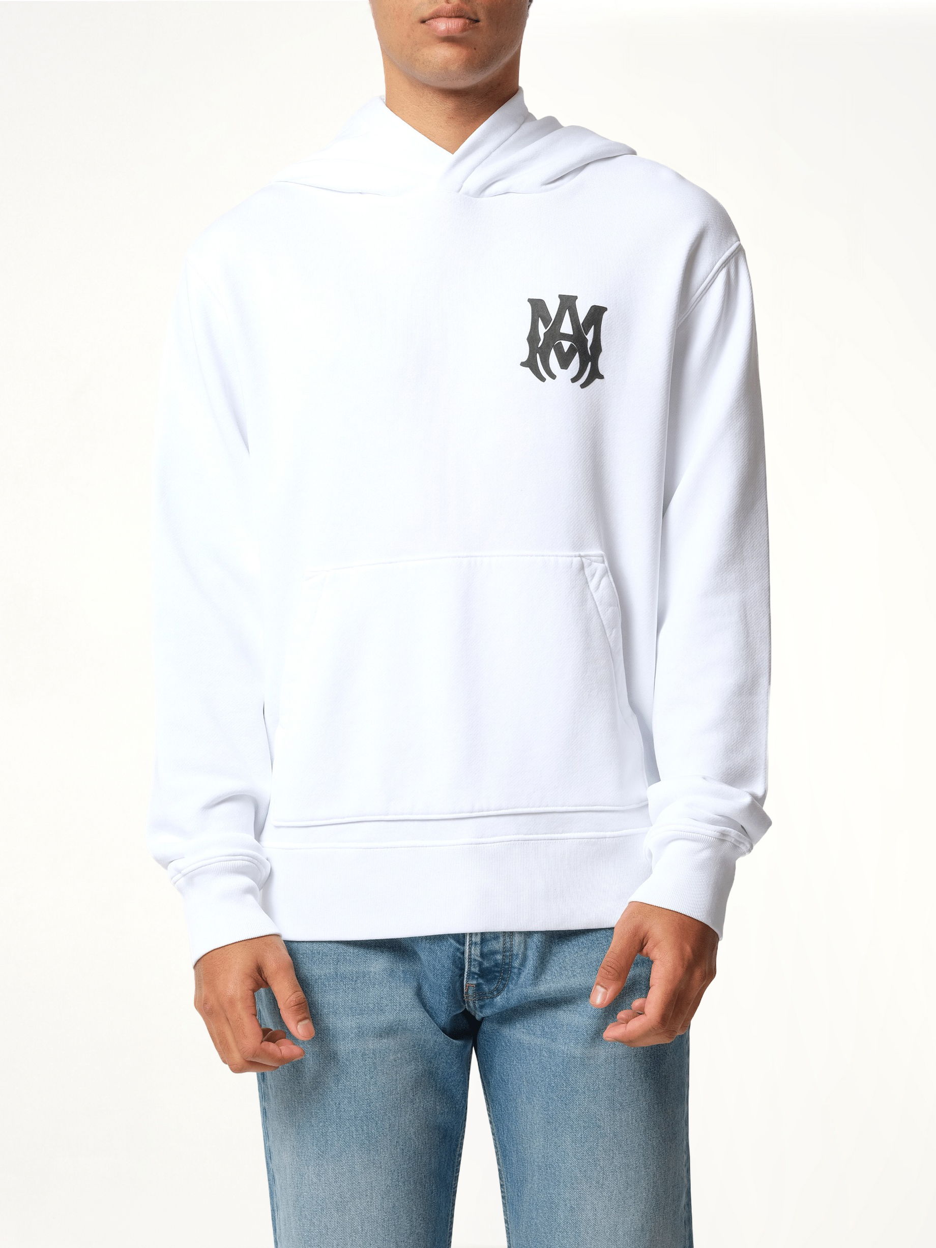 AMIRI MA Core Logo Hoodie in White | MARAIS AMIRI MA Core Logo Hoodie in White | MARAIS