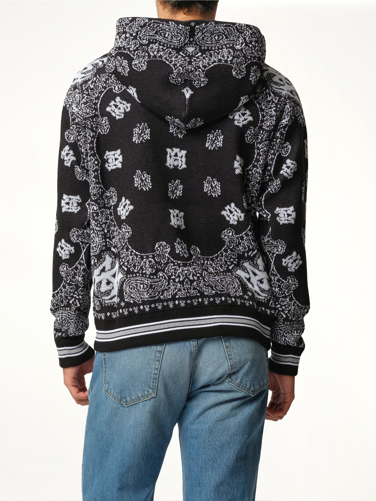 Bandana Hoodie in Black/White