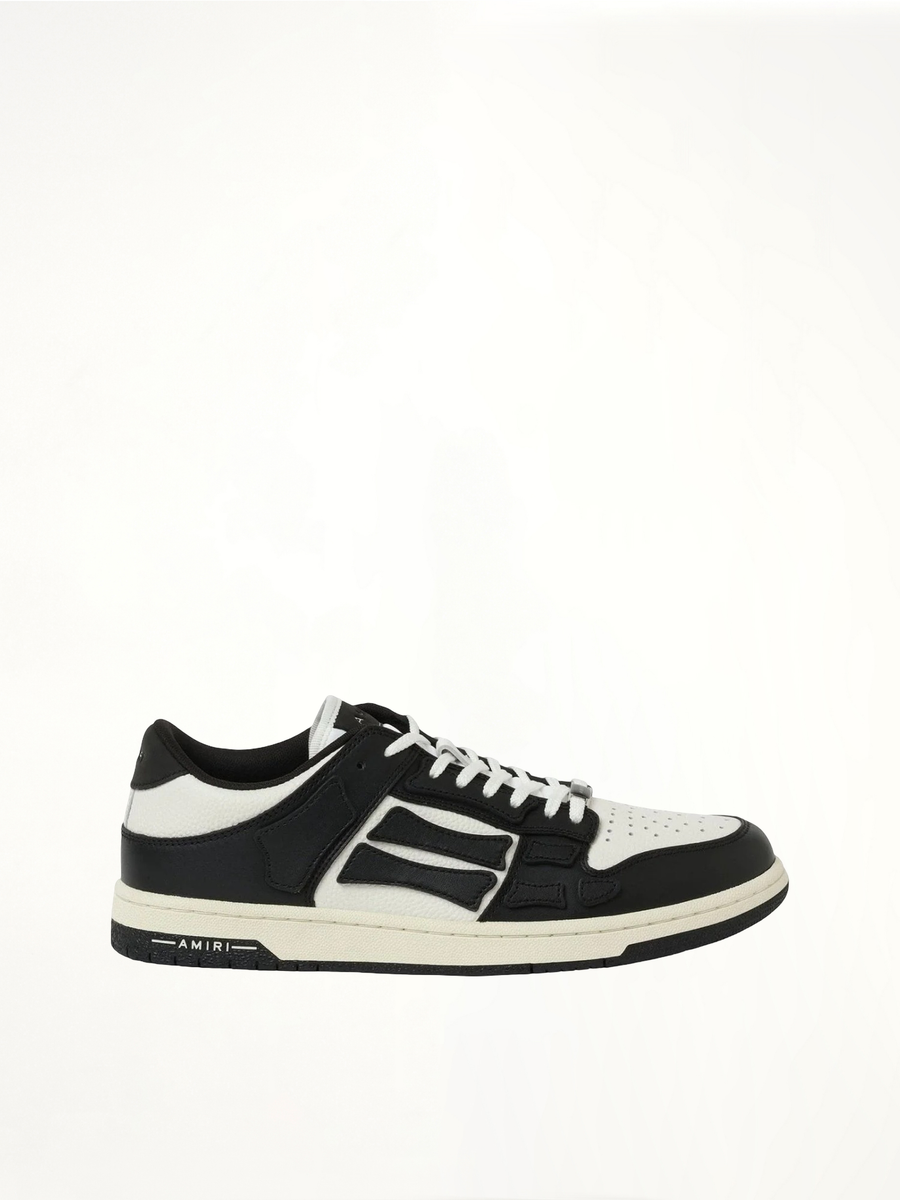 Skeleton Low Sneaker in Black/White Side View | AMIRI