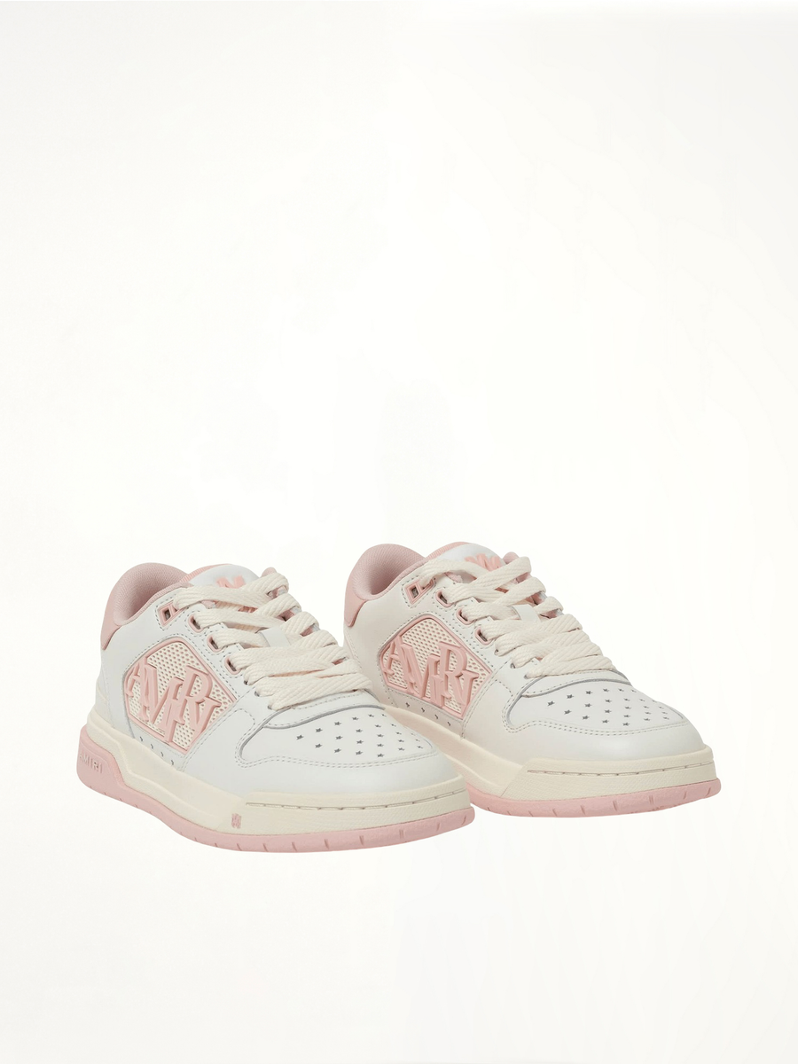 Classic Low Sneaker in White/Pink Front View | AMIRI