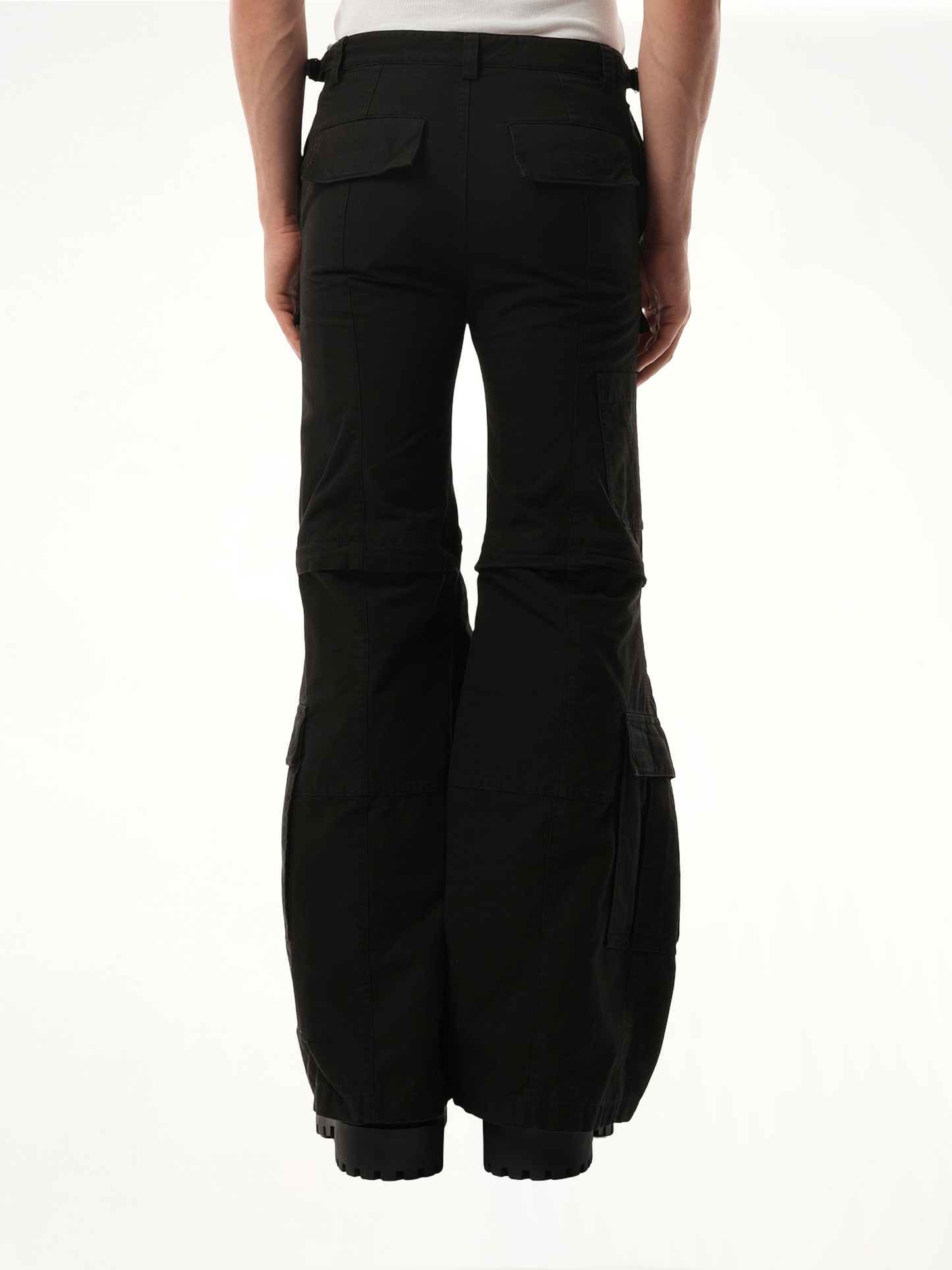 Flared Cargo Pants in Black