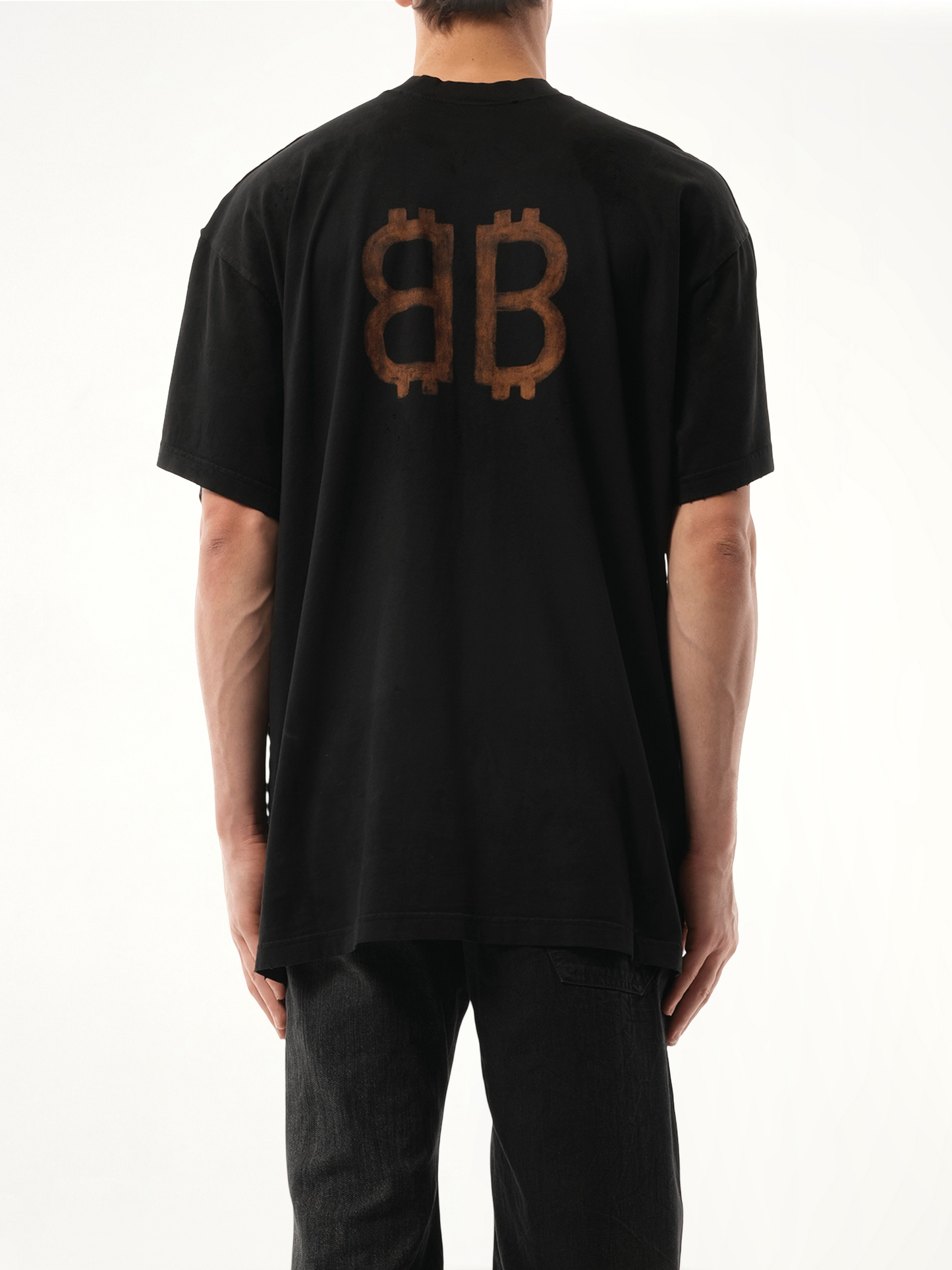 Double Front T-Shirt in Washed Black