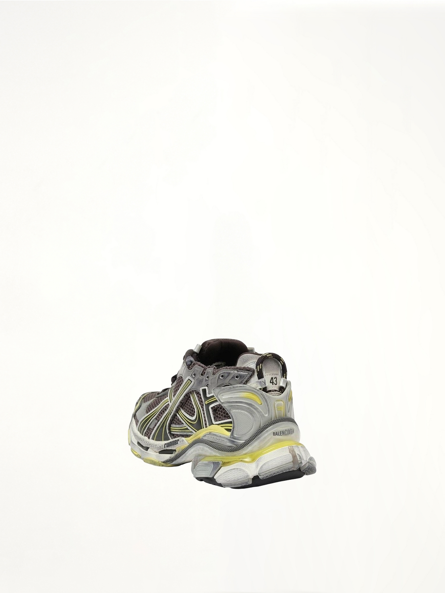 Runner Sneaker in Dark Grey/Yellow/White Back View | BALENCIAGA