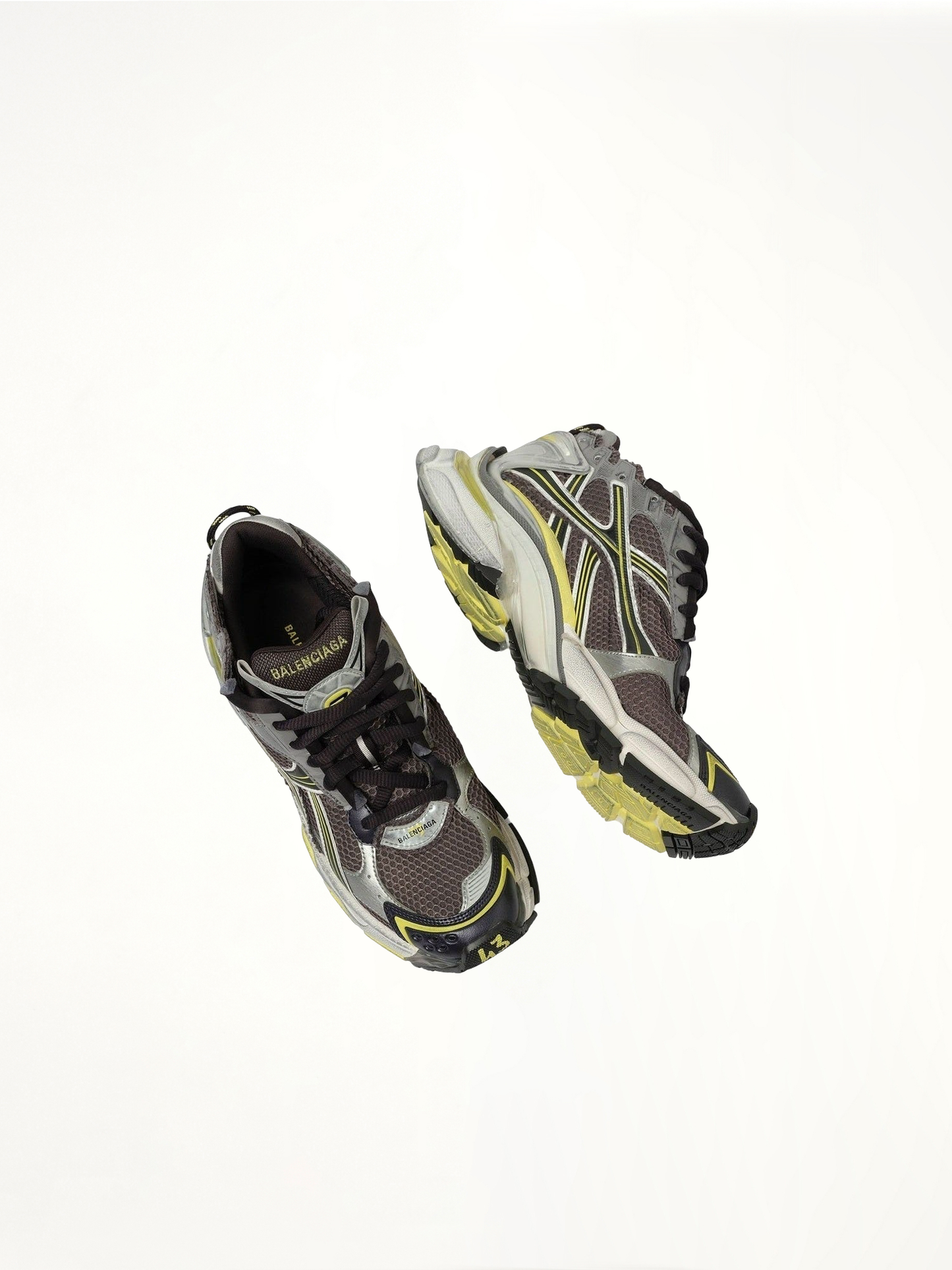 Runner Sneaker in Dark Grey/Yellow/White