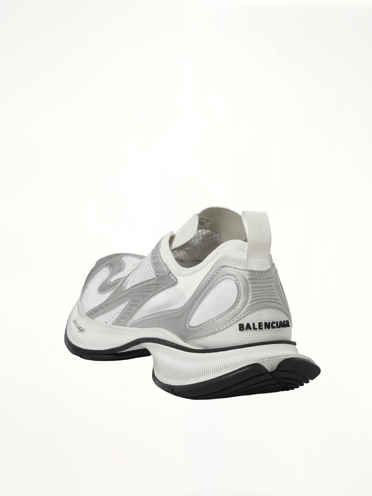 Circuit Sneaker in White/Silver Back View | BALENCIAGA