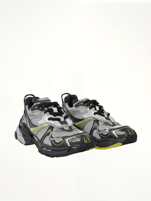 Runner 2 Sneaker in Grey/Khaki/Yellow Front View | BALENCIAGA