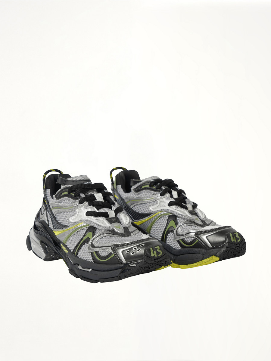 Runner 2 Sneaker in Grey/Khaki/Yellow Front View | BALENCIAGA