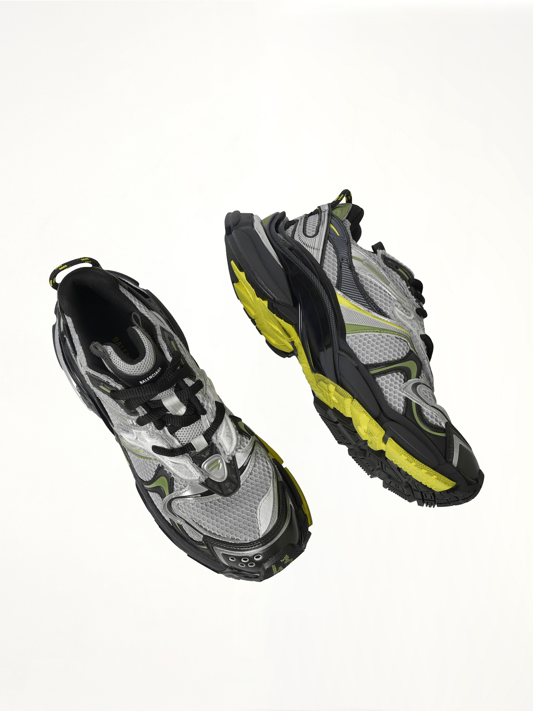 Runner 2 Sneaker in Grey/Khaki/Yellow Top View | BALENCIAGA