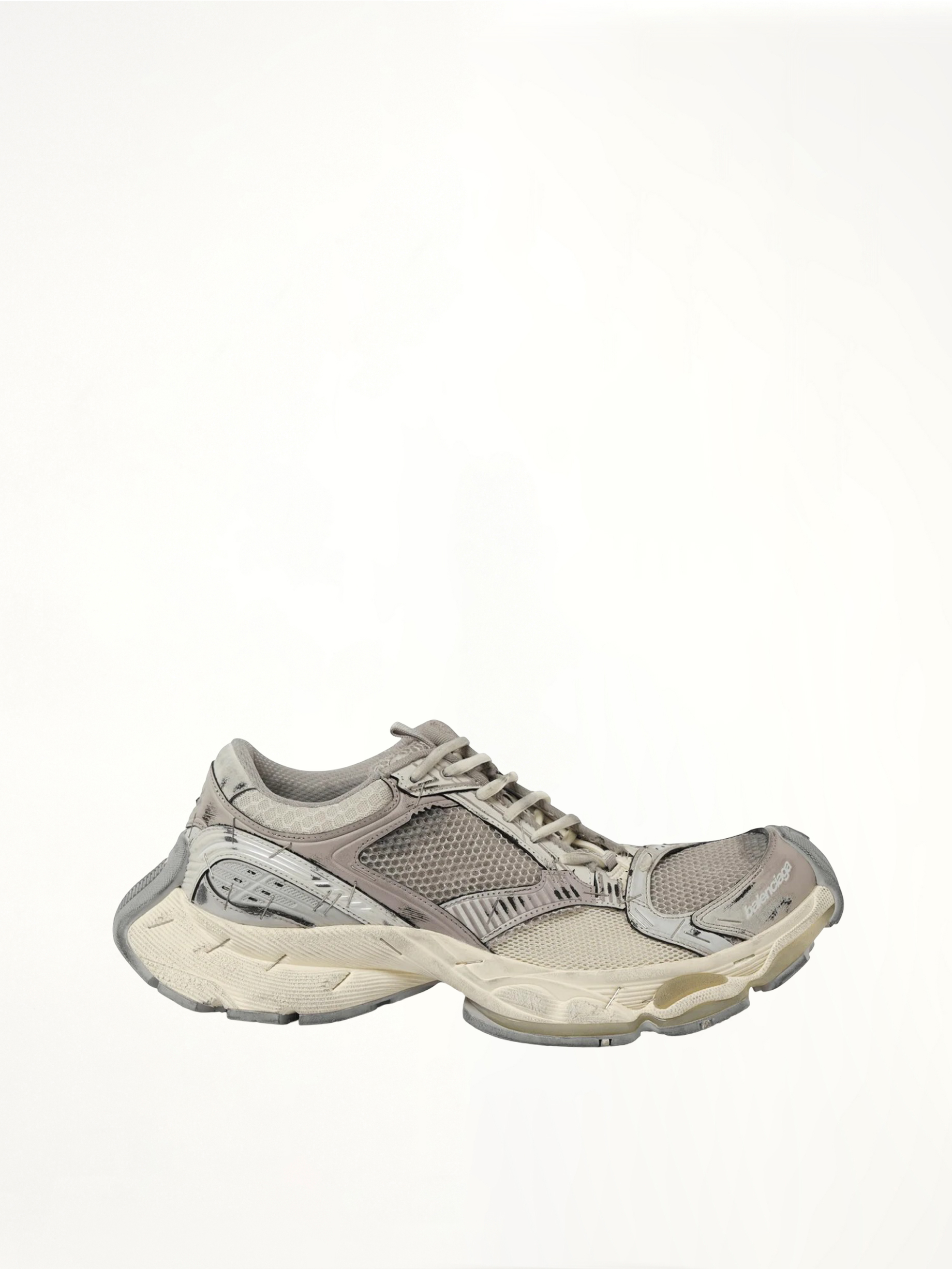 Stapler Sneaker in Beige/Grey Side View | BALENCIAGA