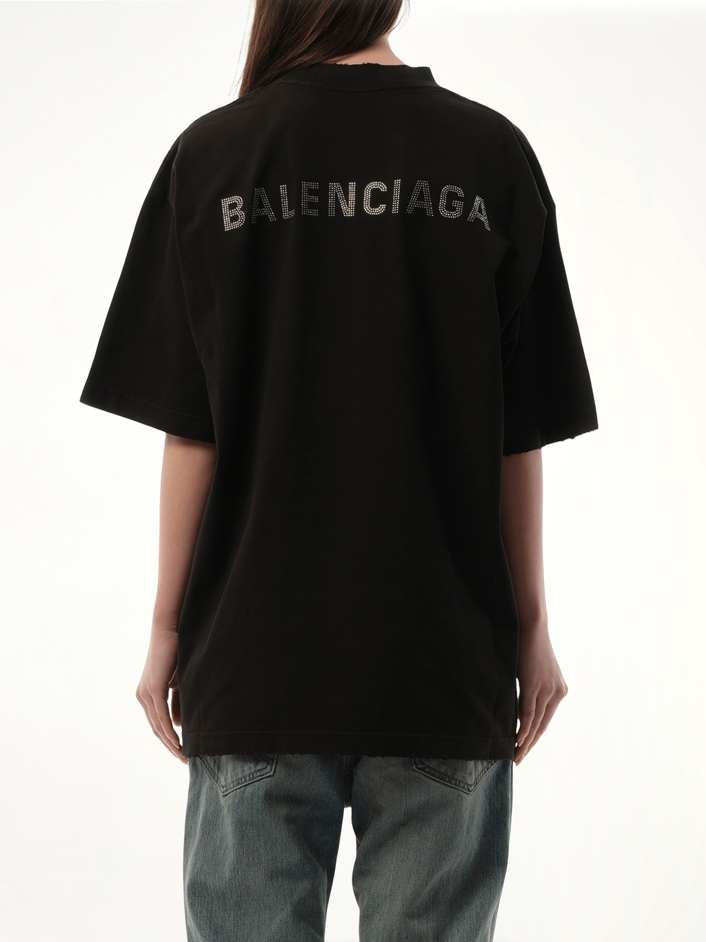 Back Strass Medium Fit T-Shirt in Faded Black