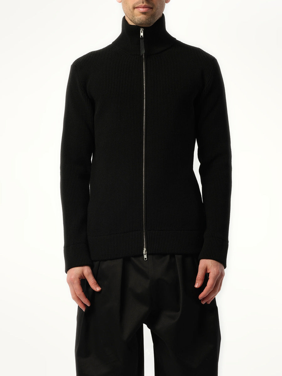 English Rib Zip Cardigan in Black