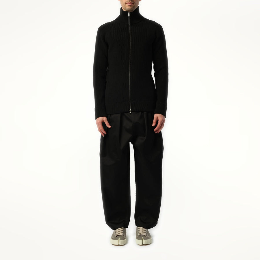 English Rib Zip Cardigan in Black