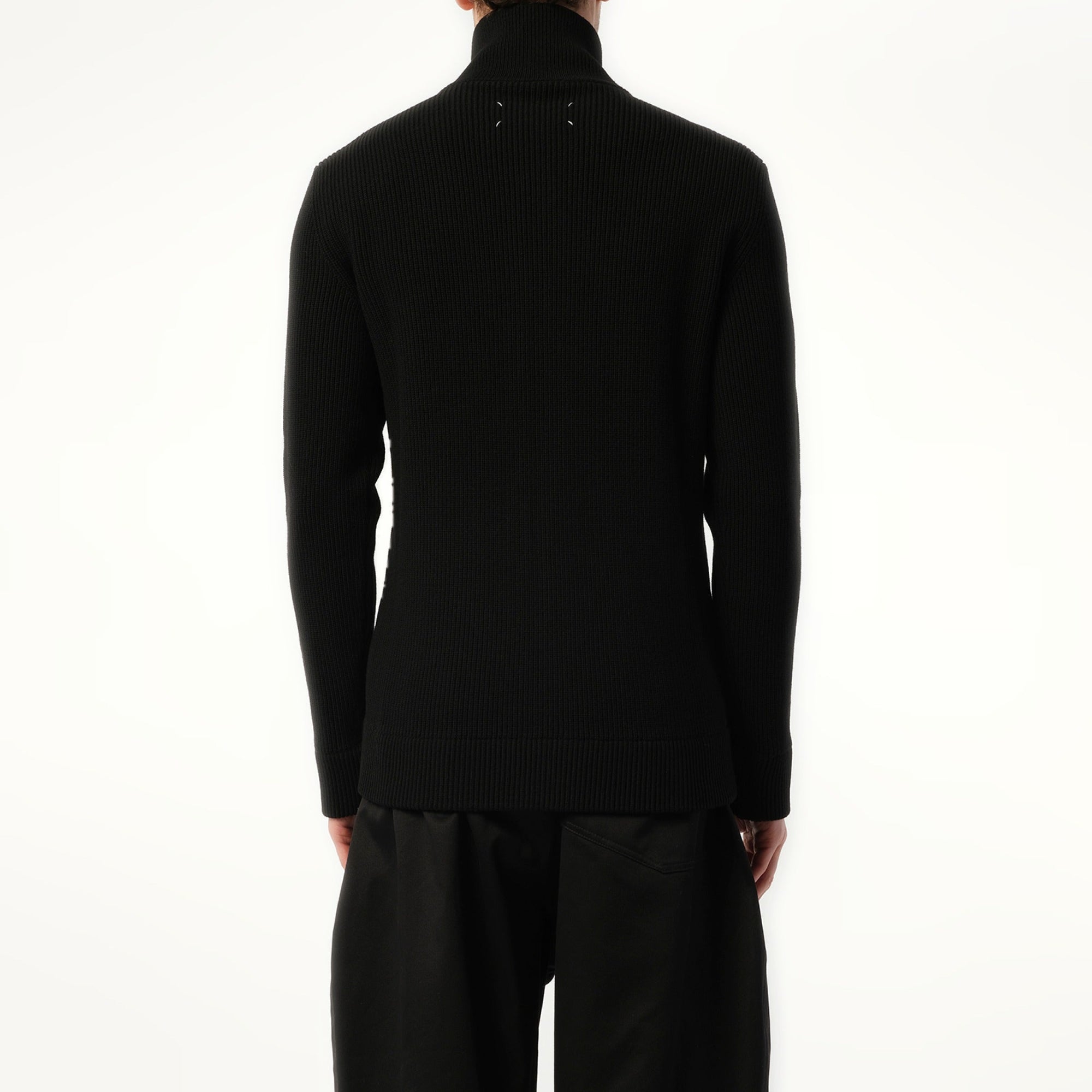 English Rib Zip Cardigan in Black
