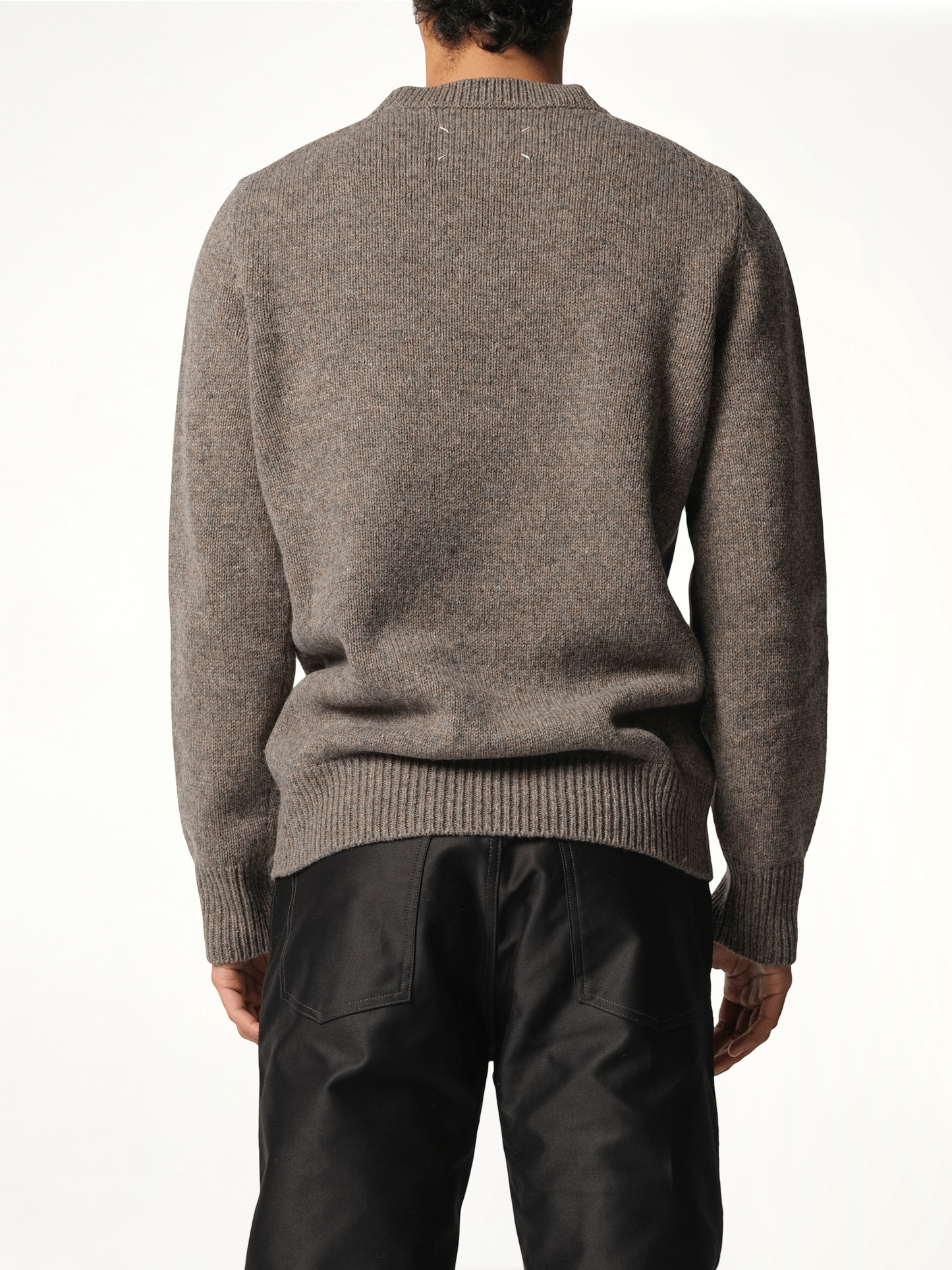 Wool Knit Sweater in Grey/Brown