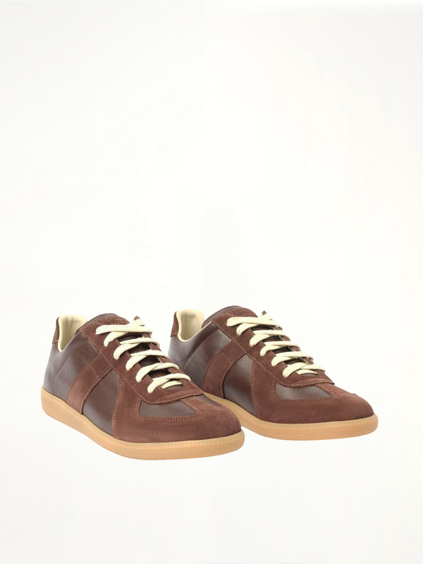 Replica Leather Sneaker in Chic Brown Front View | MAISON MARGIELA