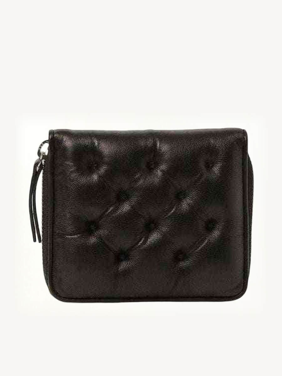 Wallet Compact Zip Around Wallet in Black