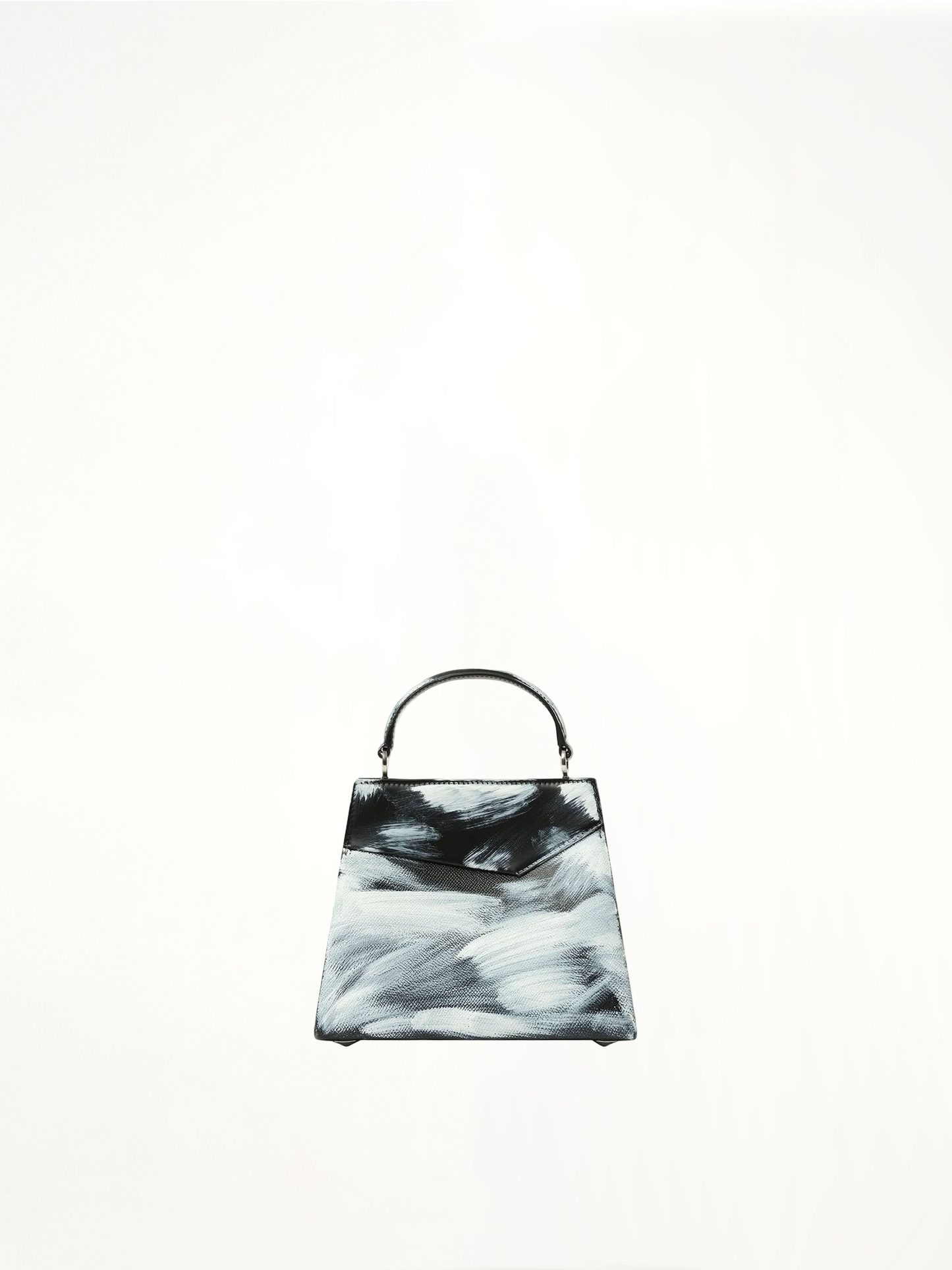 Painted Small Snatched Handbag in Black/White