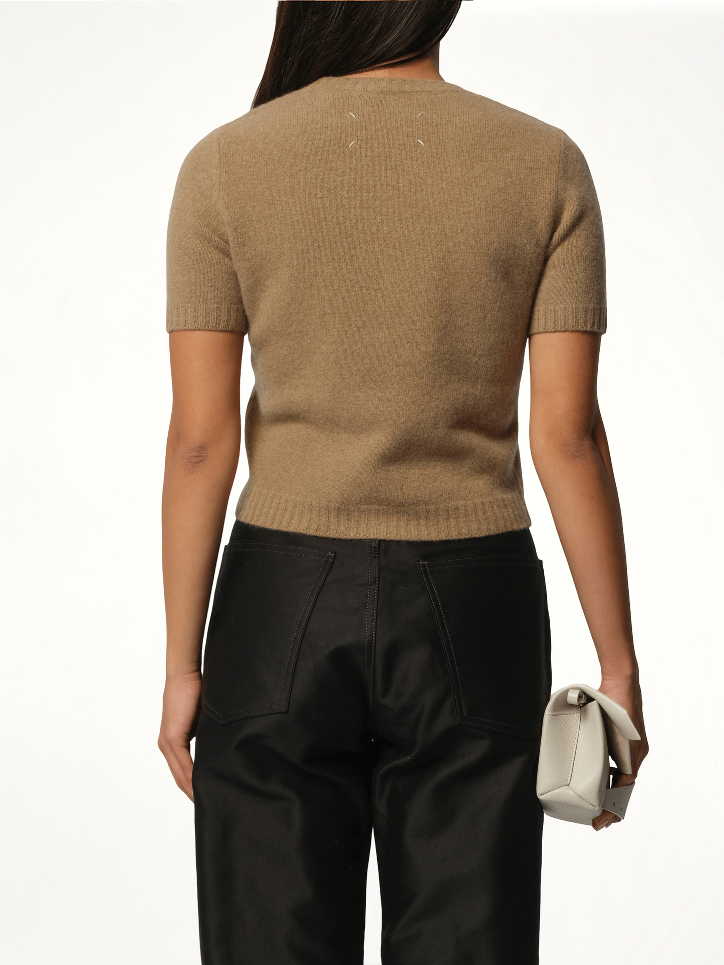 Lambswool Short Sleeve Sweater in Beige