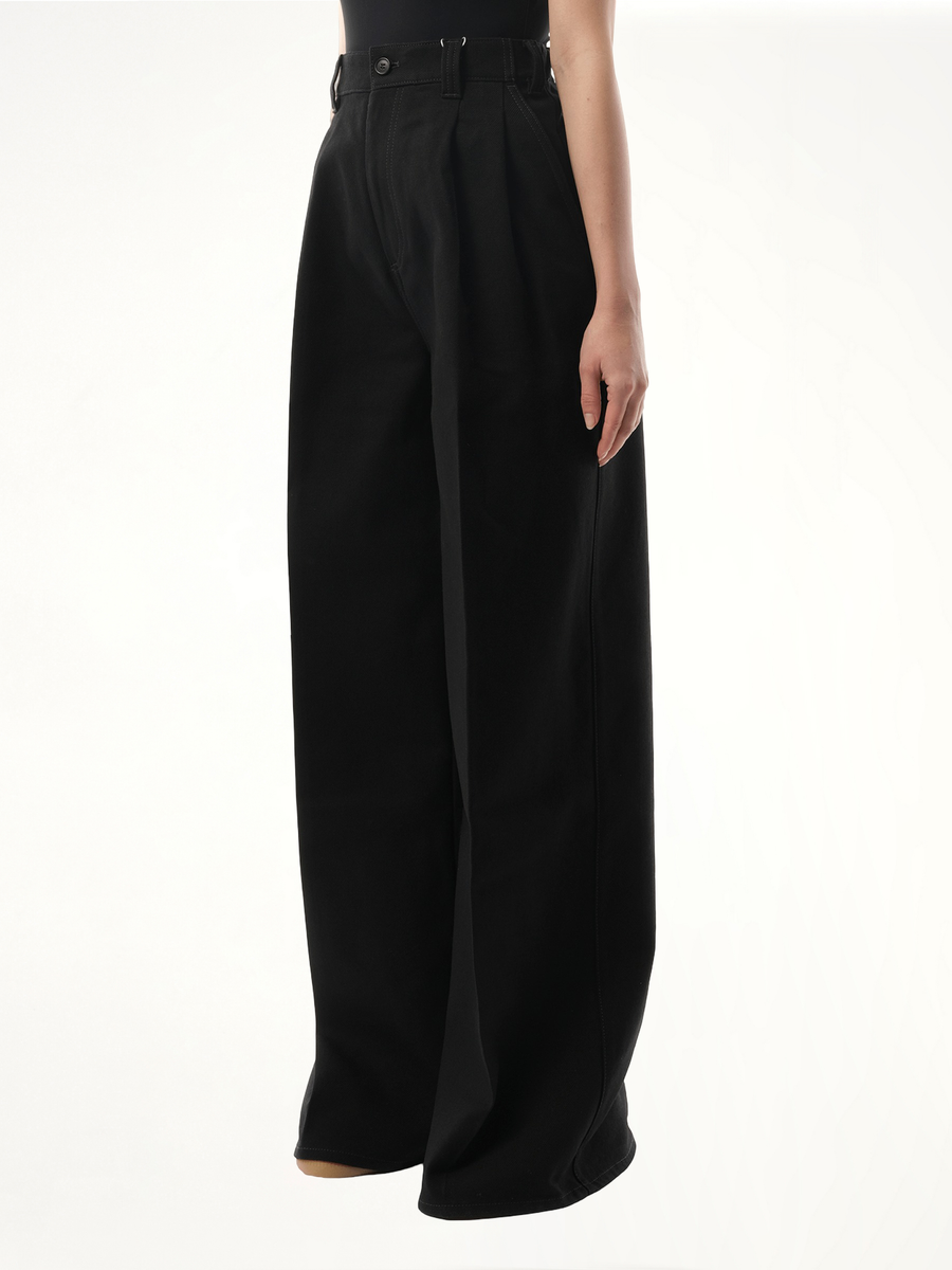 Heavy Cotton Wide Pants in Black