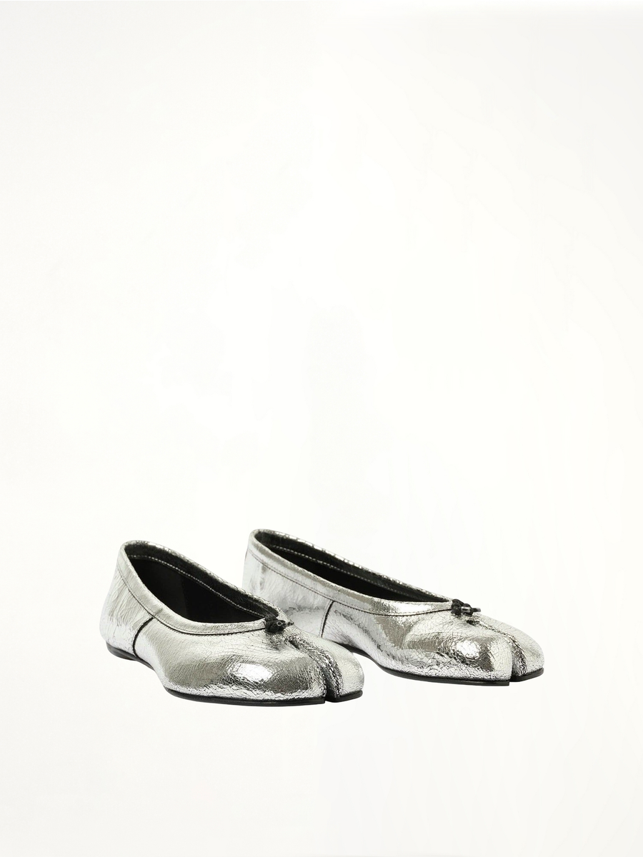 Tabi New Ballerina in Silver Front View | MAISON MARGIELA