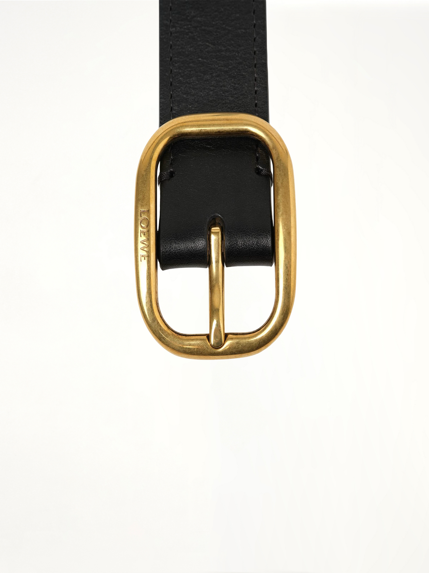 Rounded Soft 3.5 Cm Belt in Black/Gold