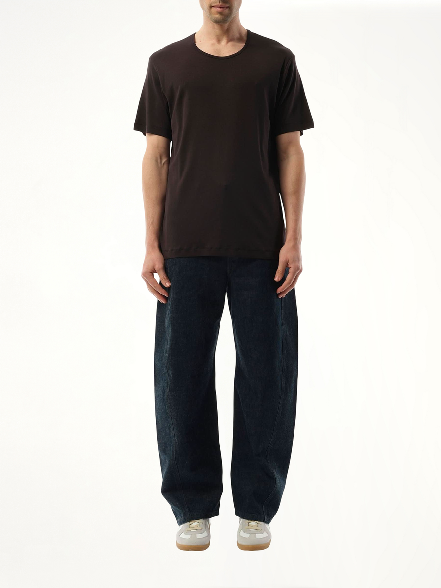 Rib U Neck T-Shirt in Squid Ink