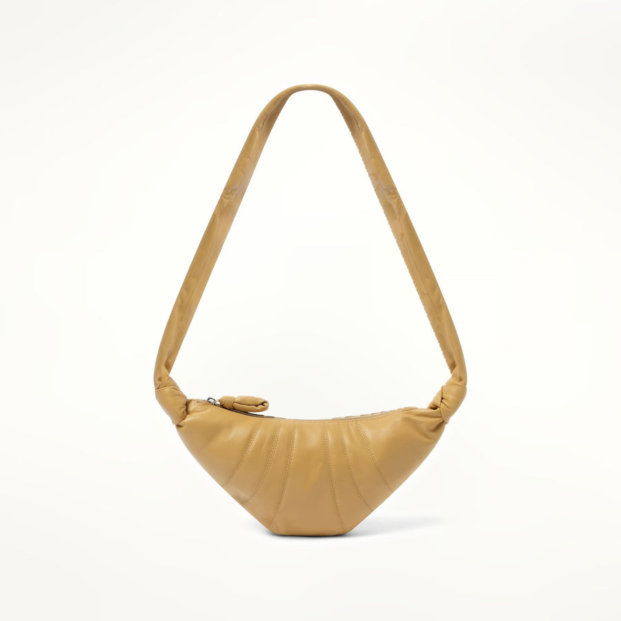 Lambskin Small Croissant Bag in Dune